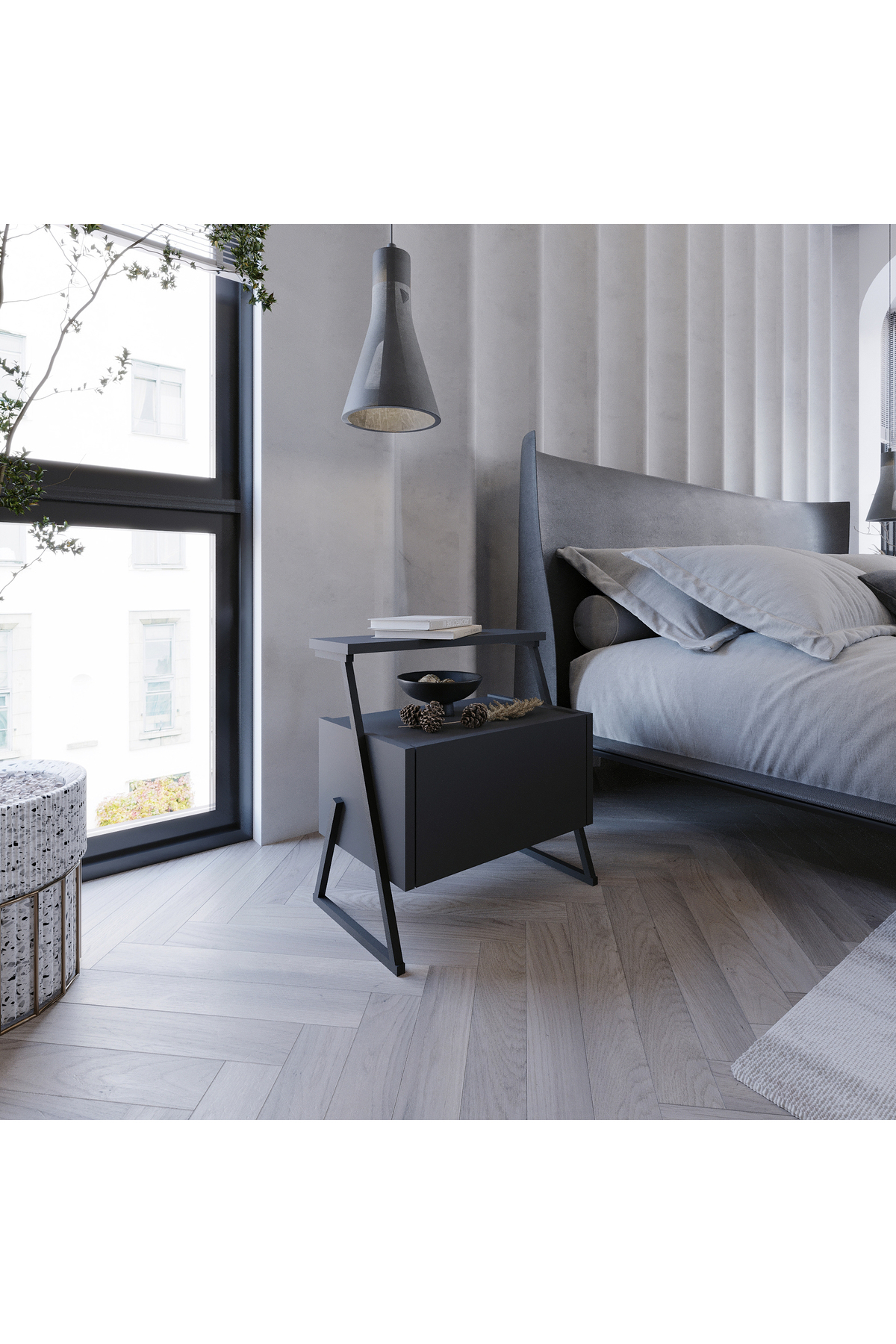 Table de chevet Zaman Anthracite
