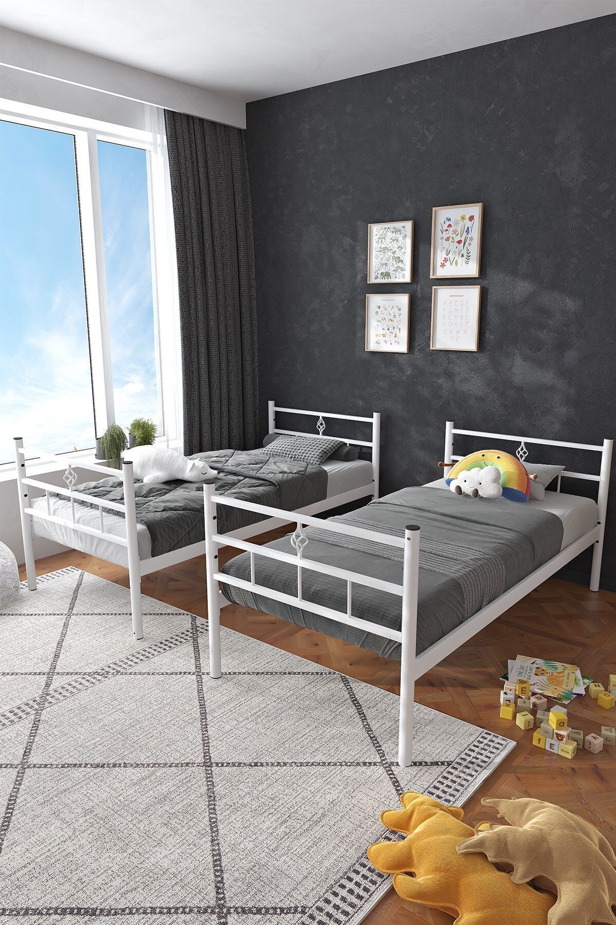Koza Ranza Bed Compatibele Witte Verwijderbare Metalen Stapelbed