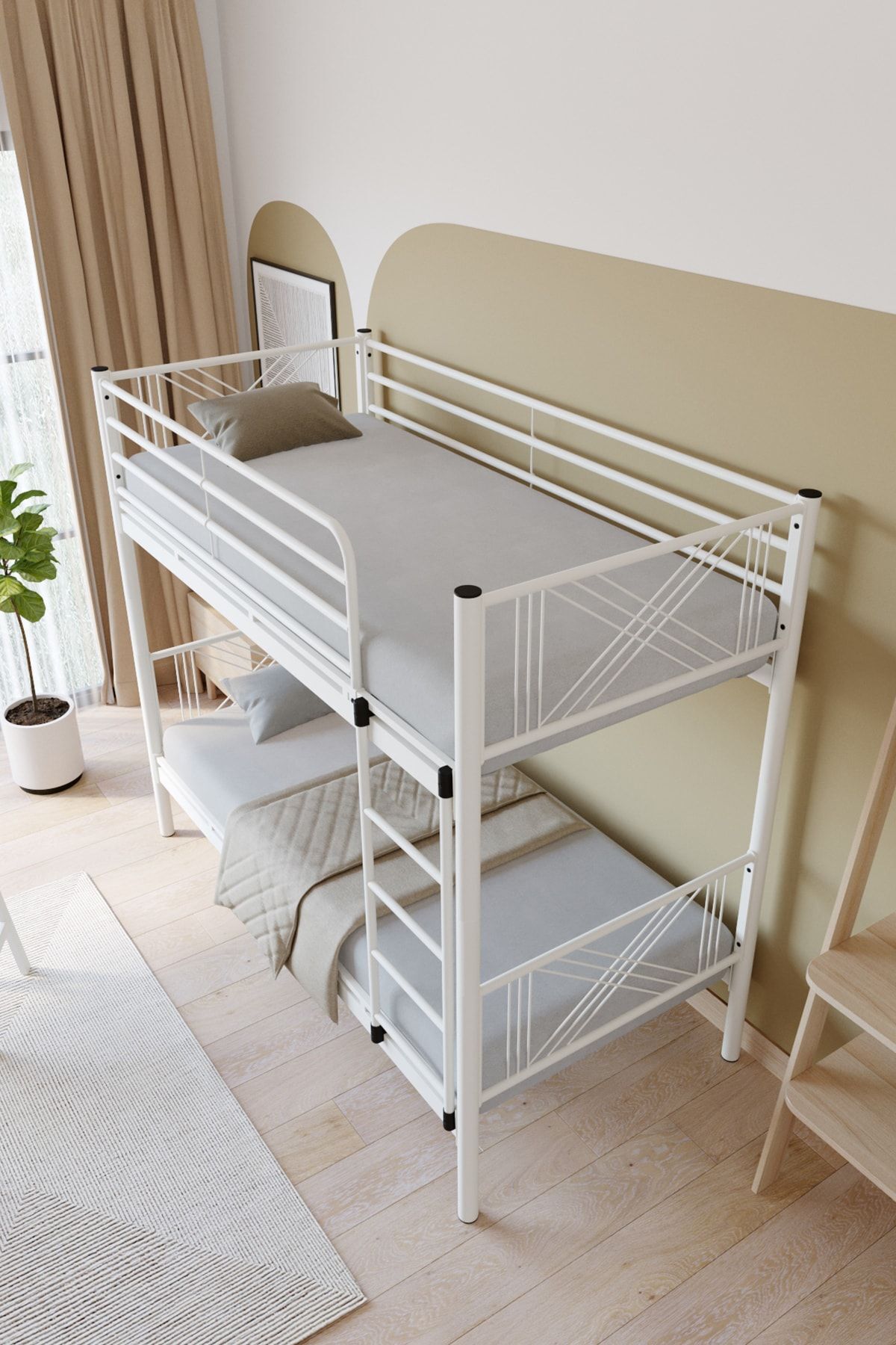 Mix Premium Metaal Stapelbed Geschikt voor Matras Wit Afneembaar Stapelbed