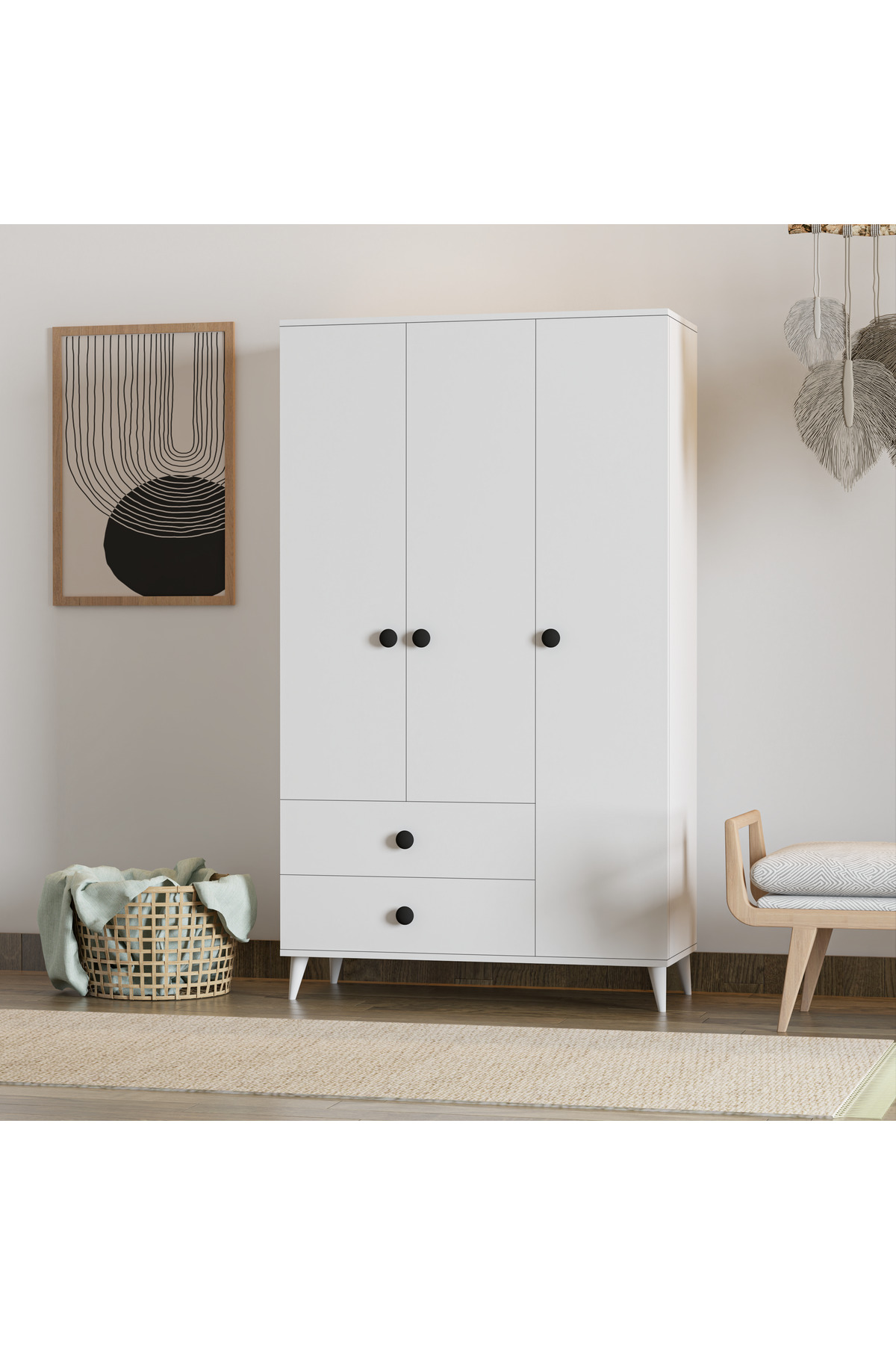Armoire Opal à 3 portes et 2 tiroirs