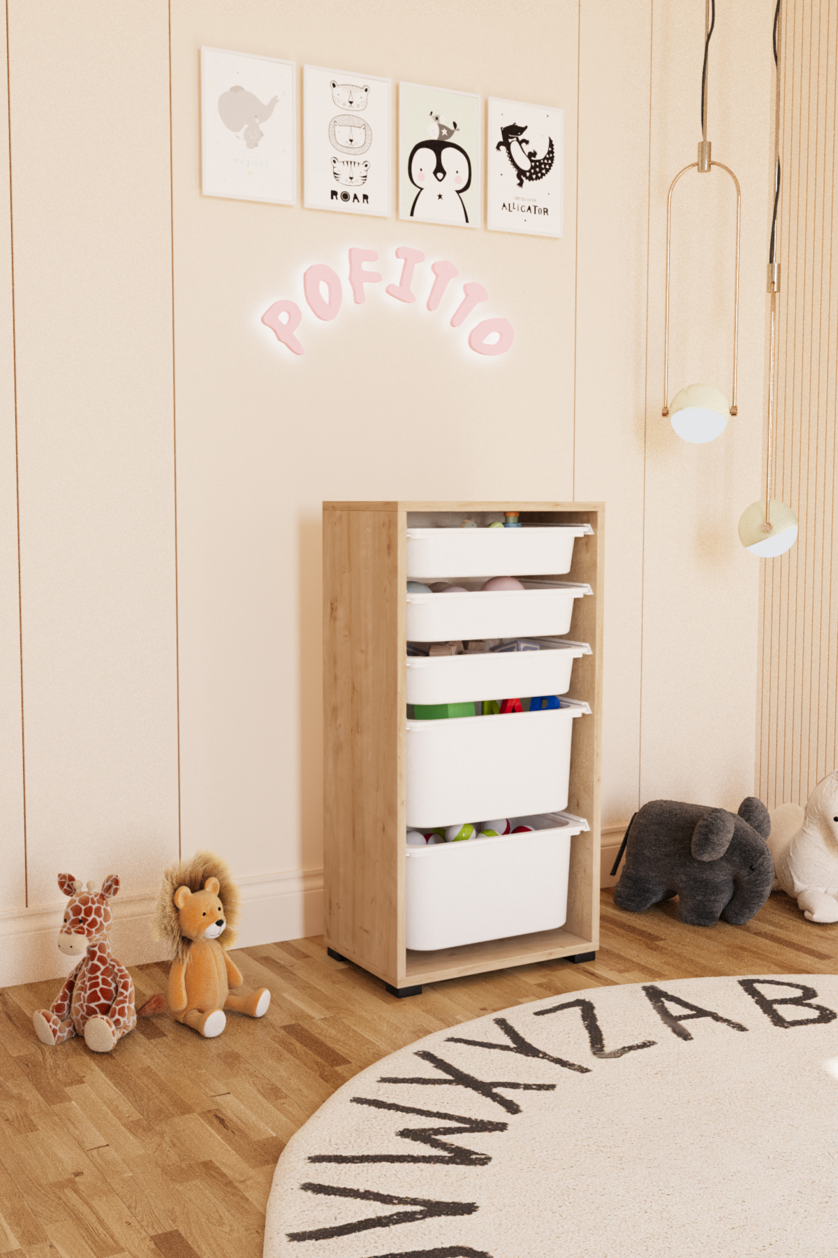 2 Deep 5-Basket Cabinet Toy Cabinet Multipurpose Kitchen Pantry Bathroom Cabinet