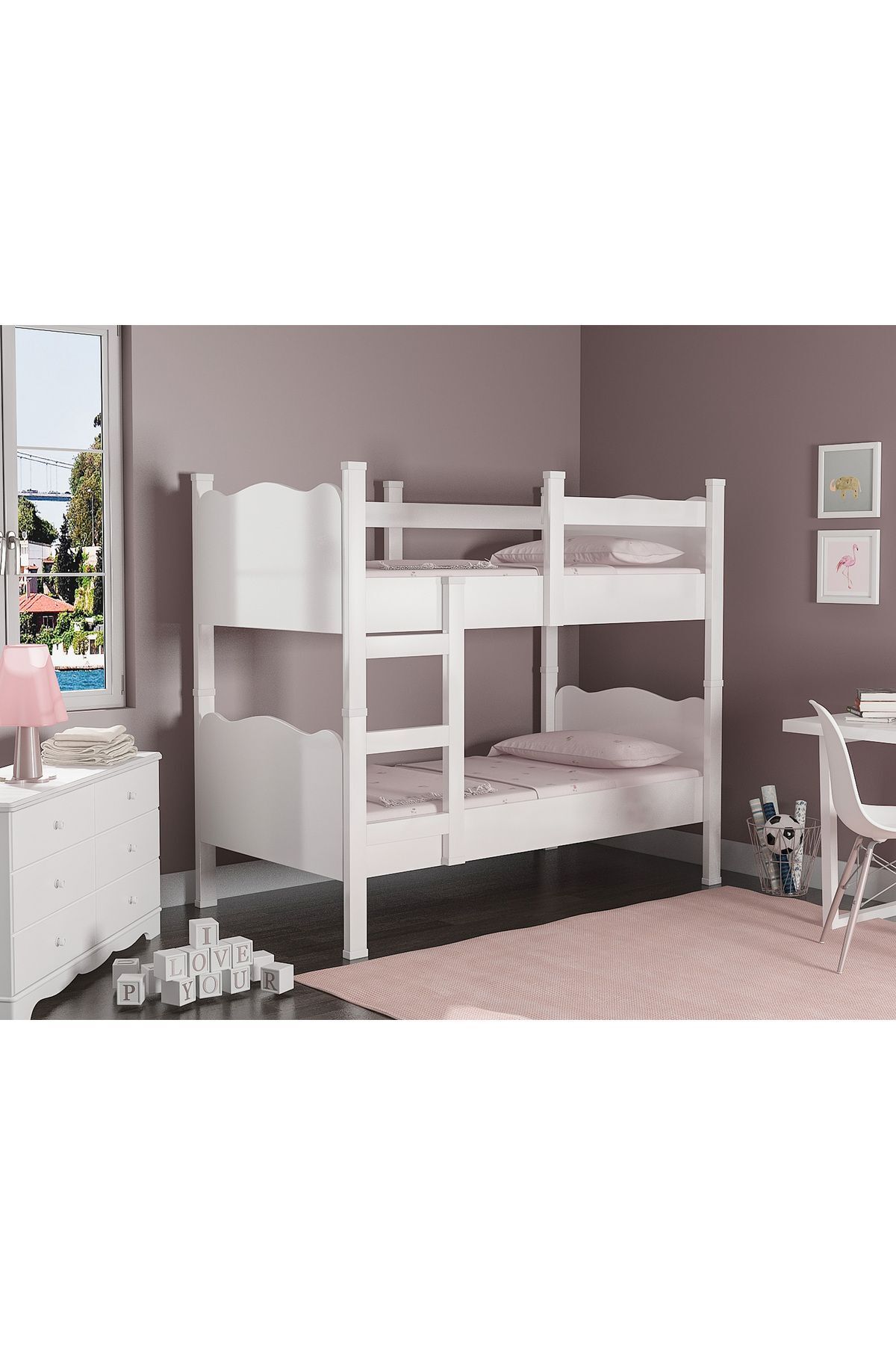 Stapelbed Tweepersoons Afneembaar MDF Profiel Wit
