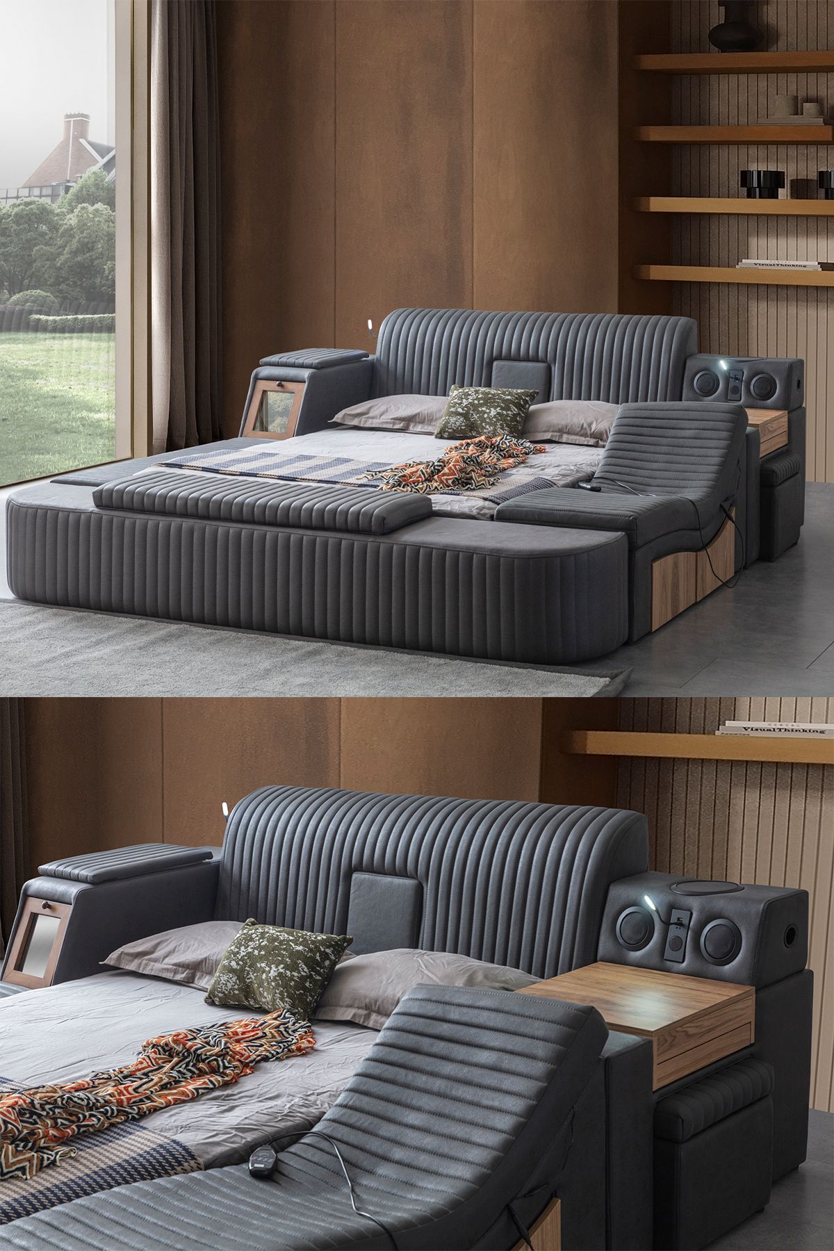 Lit intelligent Sunline avec massage, anthracite