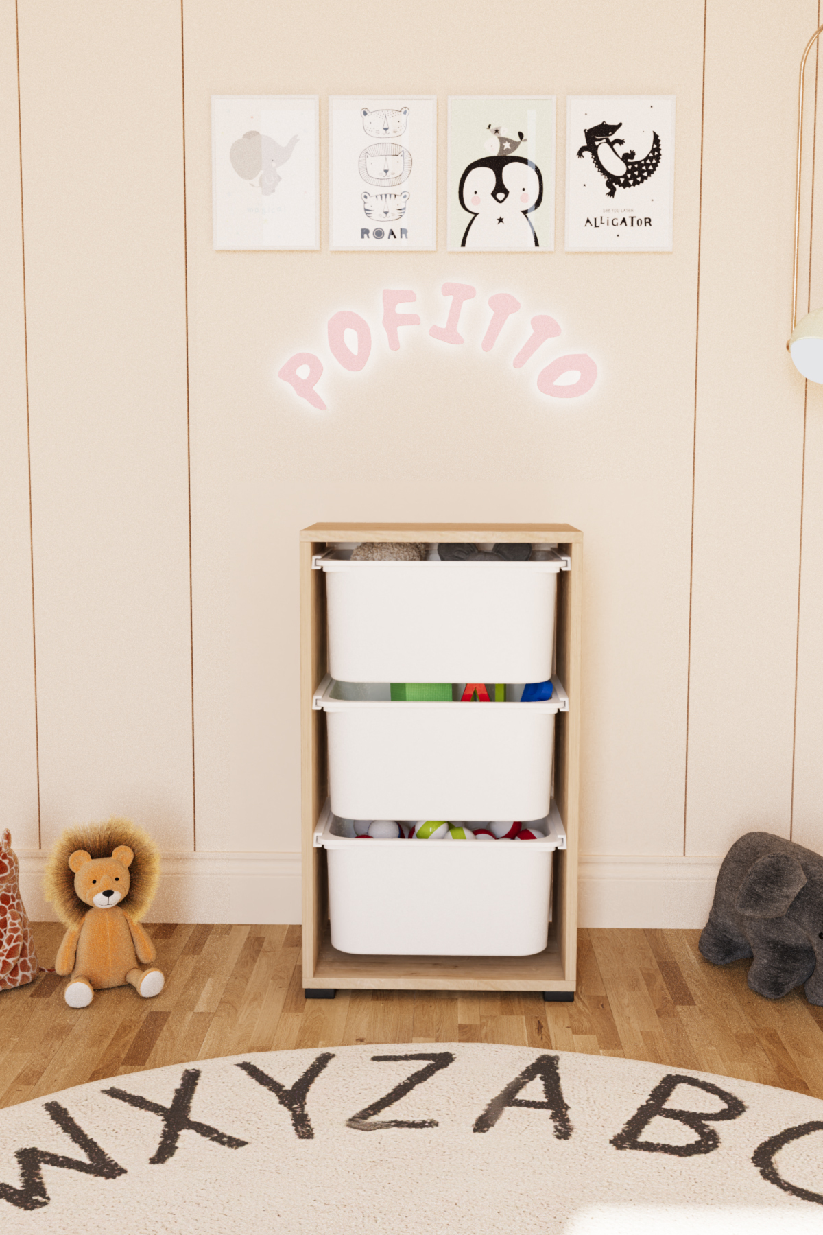 3 Deep Basket Cabinet Toy Cabinet Multi-Purpose Kitchen Pantry Bathroom Cabinet Sapphire Oak