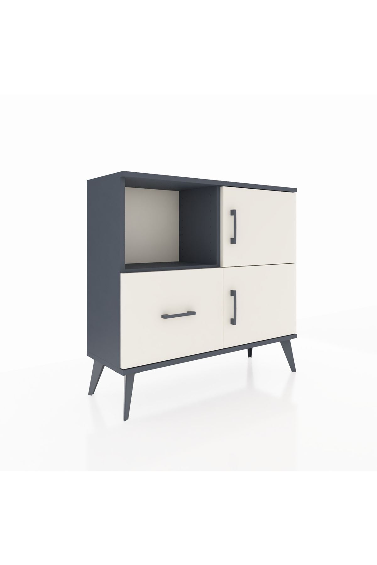 Commode Arges 2 étagères, 1 tiroir, 2 portes, Anthracite-Pierre de lune