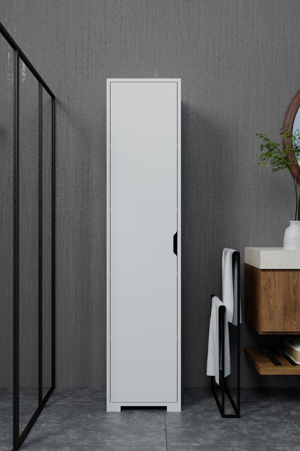 Duru Armoire simple porte pour salle de bain et vêtements, blanc mat,  cm, 5 étagères - Garde-robe