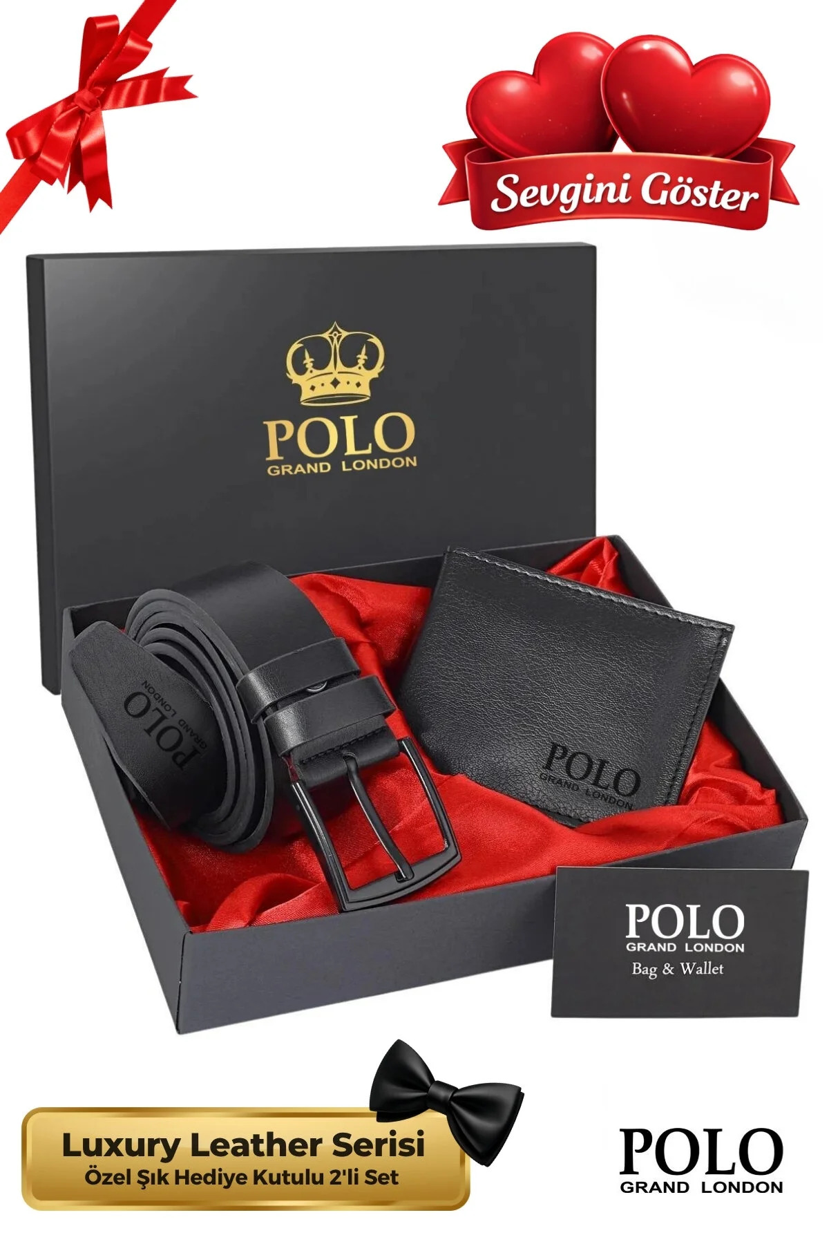 Coffret Cadeau Homme Original 2 Pièces Série Luxe Ensemble Marié Ensemble Élégant Ceinture en Cuir Portefeuille