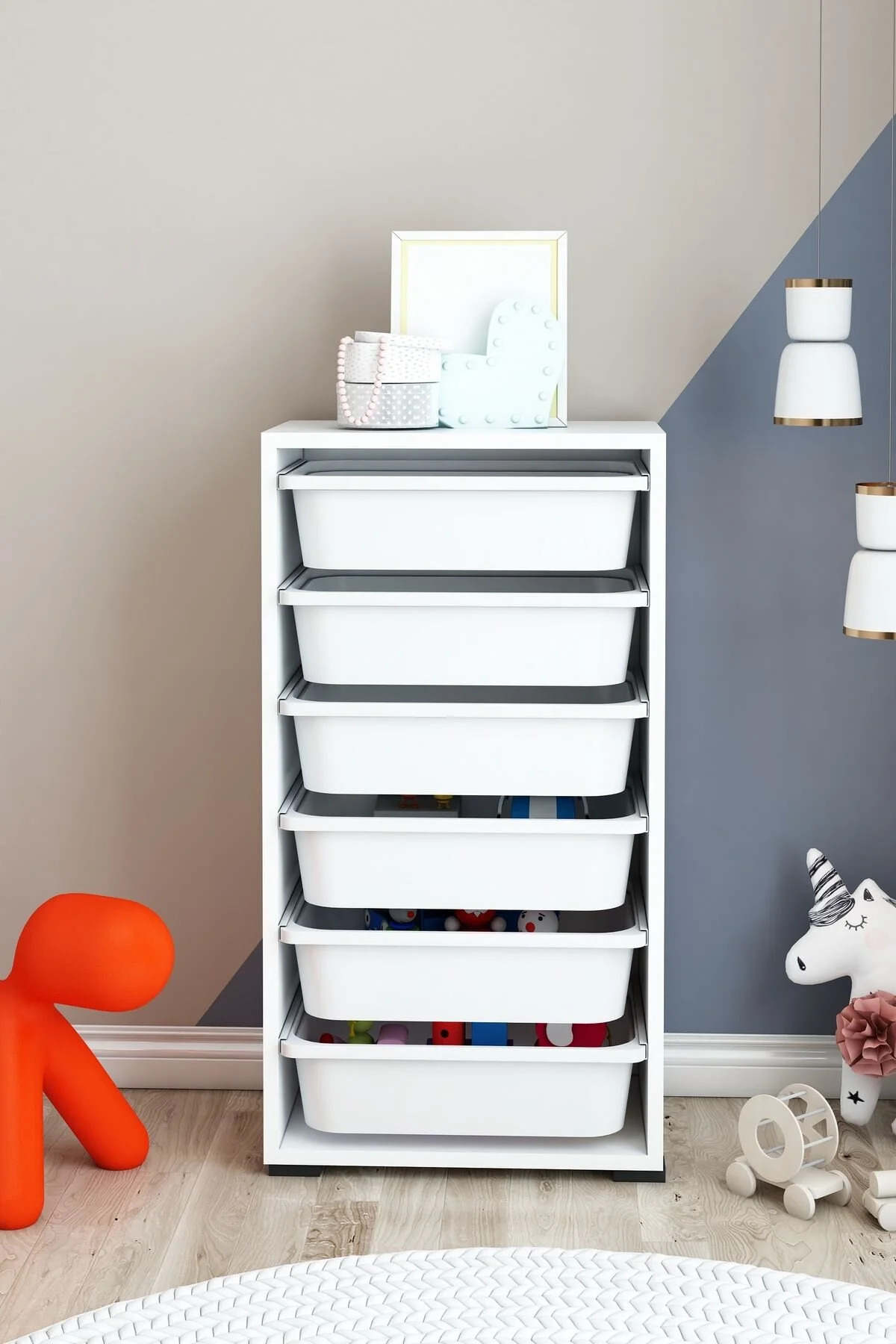 6-Basket Multipurpose Cabinet, Kitchen Cabinet, Children's Toy Cabinet, Toy Organizer