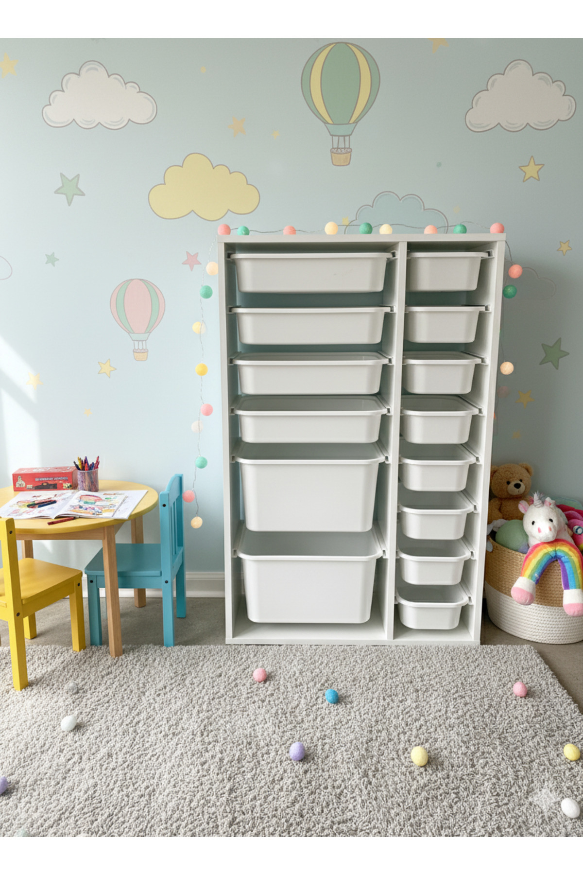 Multi-Purpose Toy Cabinet with Drawers and Storage Unit – Kids' Room Organizer with Gift Tag