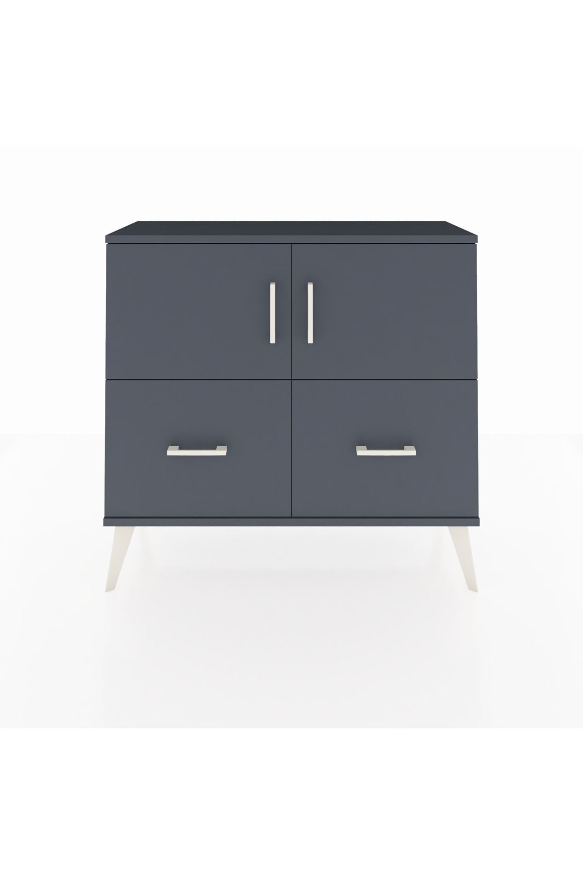 Commode Arges avec 2 étagères, 2 tiroirs et 2 portes, Anthracite-Anthracite