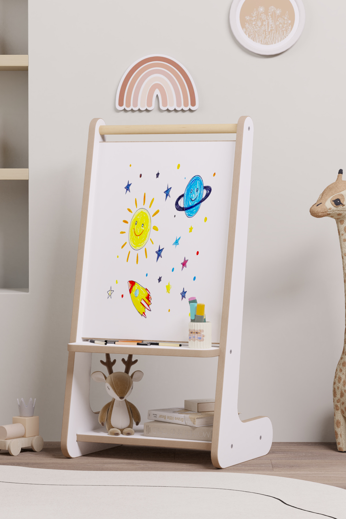 Tableau d'écriture avec bibliothèque Montessori