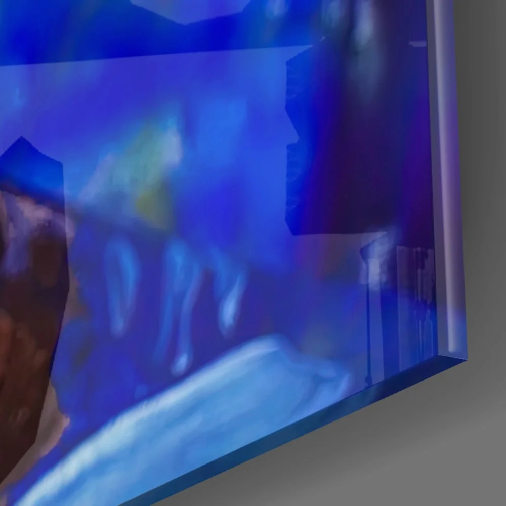 Peinture sur verre de portrait de femme aux couleurs abstraites