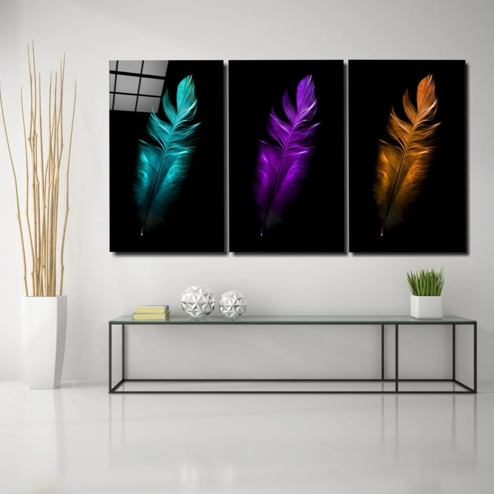 Peinture sur verre méga de plumes d'oiseau