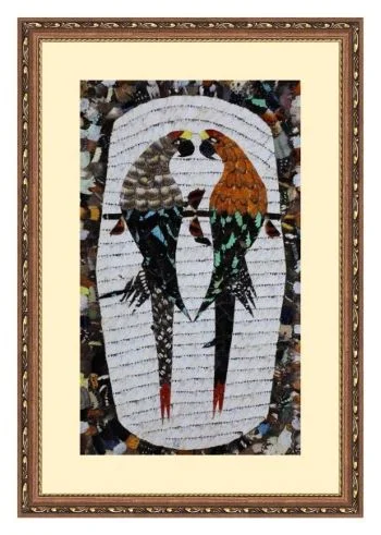 Peinture à motif de cœur avec double perroquet