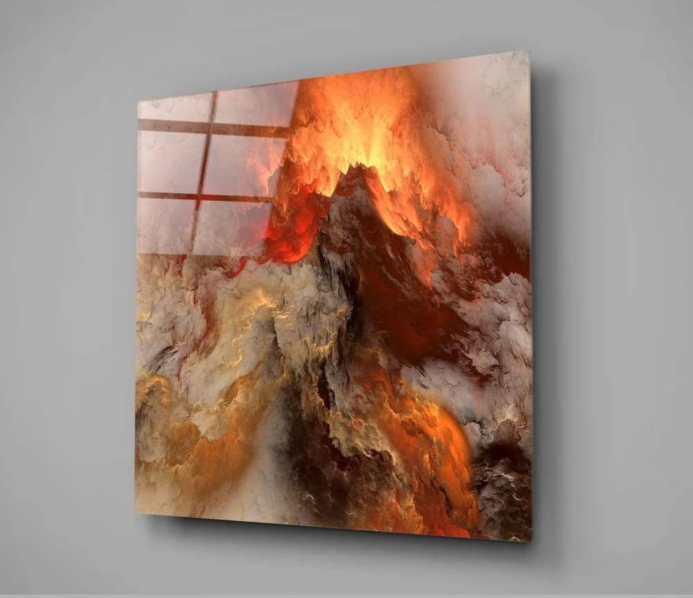 Peinture en Verre Abstraite Chaos Doré