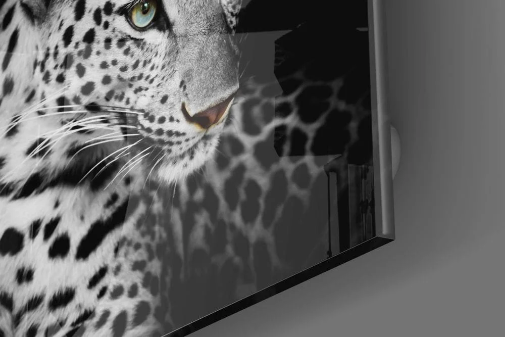 Peinture sur Verre Blanc Léopard