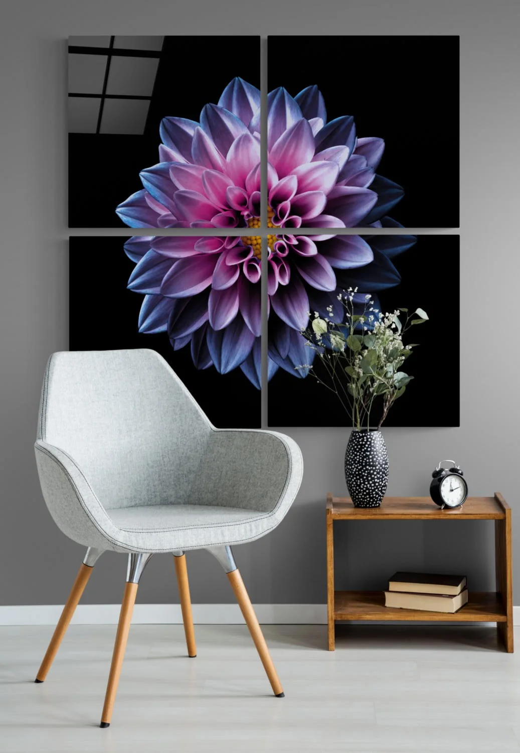 Peinture sur verre Quadro de fleurs violettes