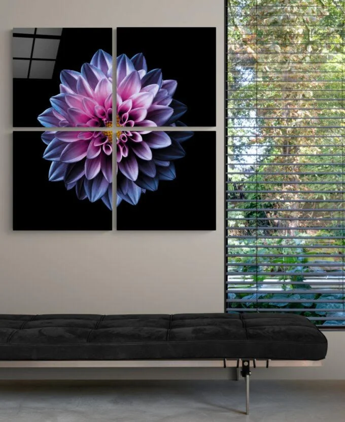 Peinture sur verre Quadro de fleurs violettes