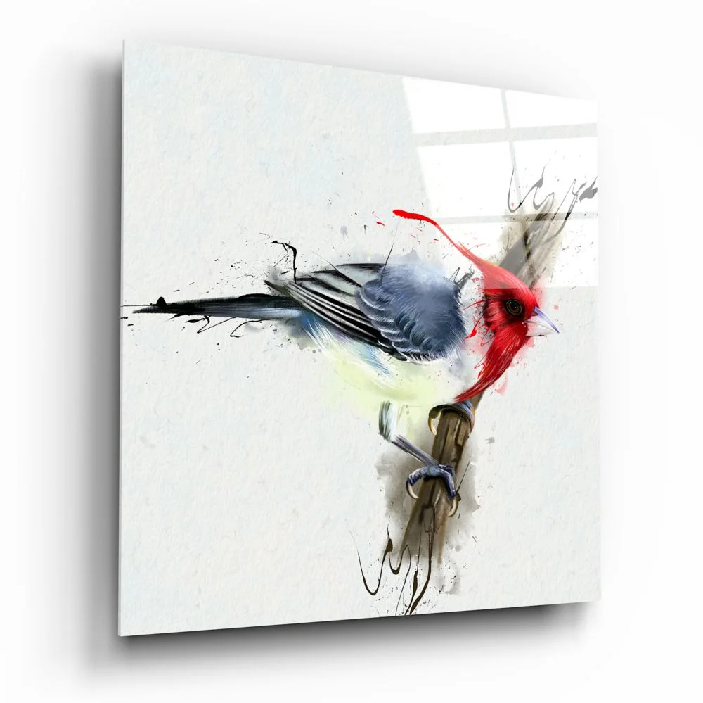Peinture sur verre imprimée d'oiseau rouge