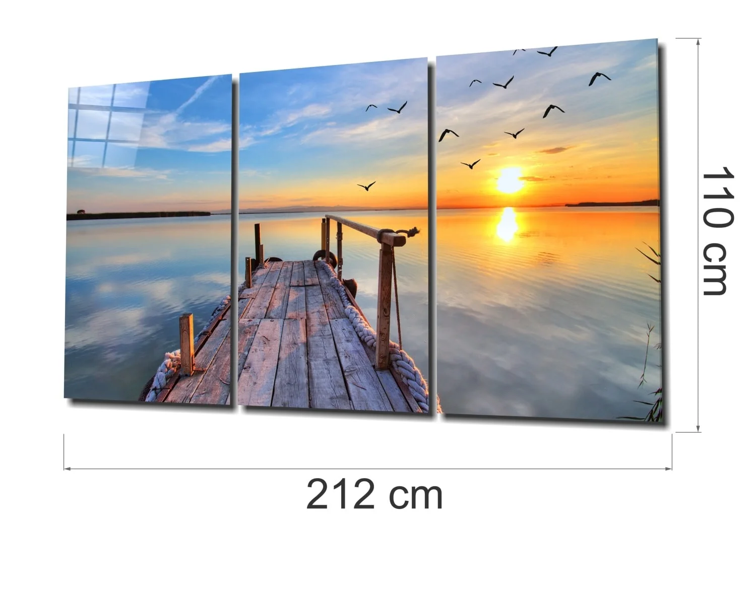 Coucher de soleil sur la plage Mega Peinture sur verre