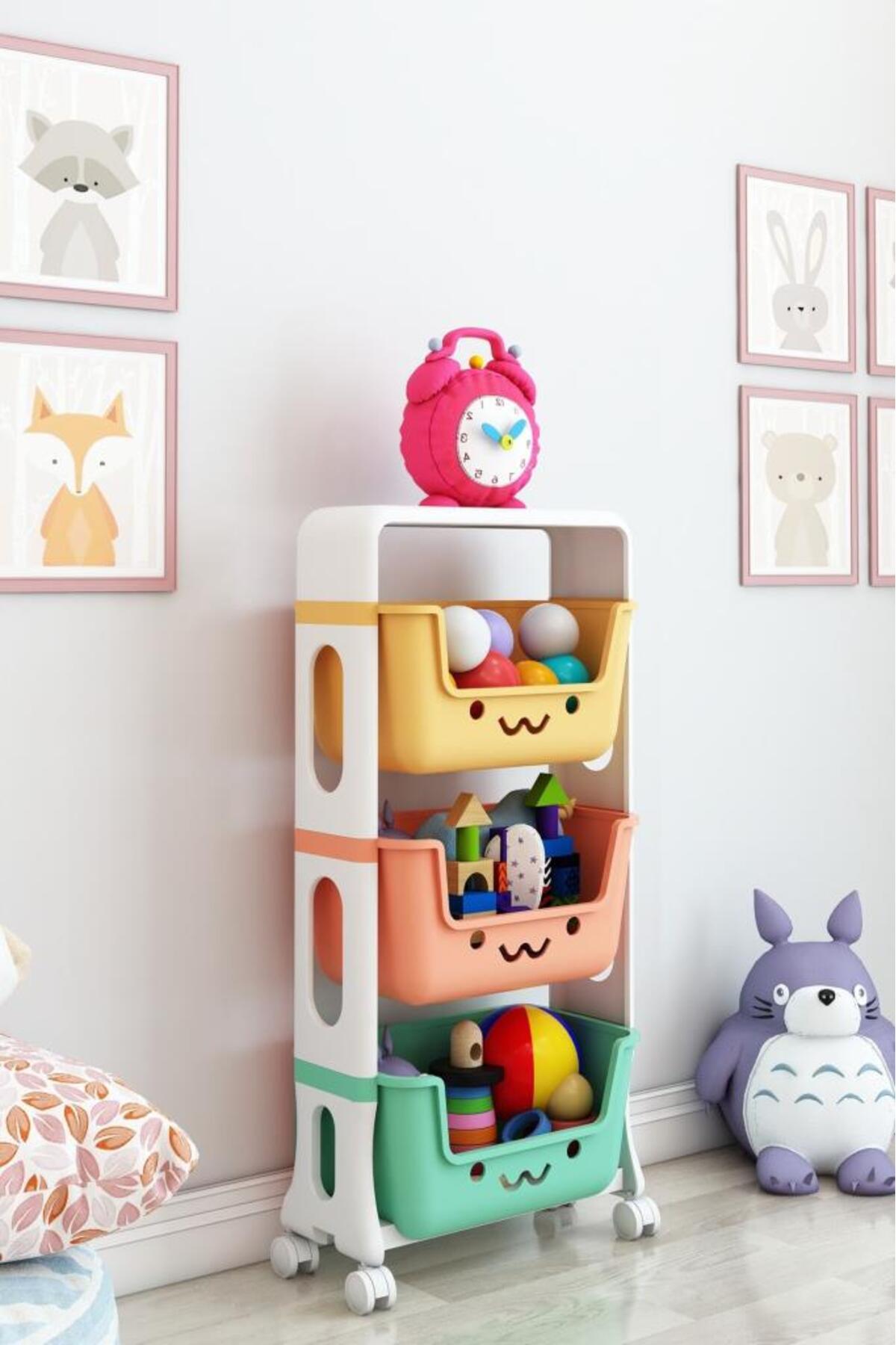 3-Tier Toy Cabinet, Toy Organizer, Toy Cabinet with Baskets