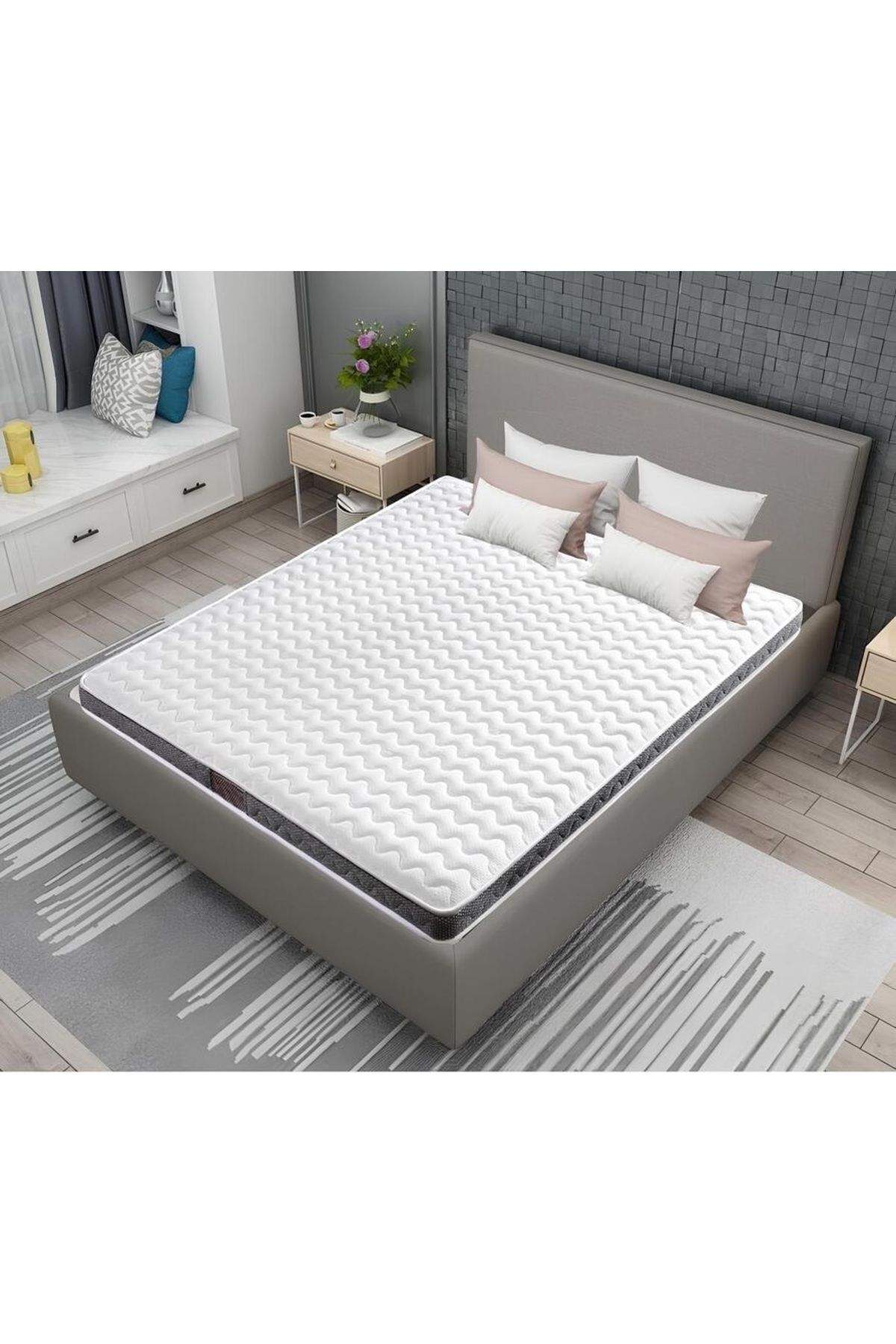 Visco Ortopedik Yatak Koruyucu Yatak Pedi & Yatak Şiltesi Lastikli 5 Cm (BAMBOO YASTIK HEDİYELİ)