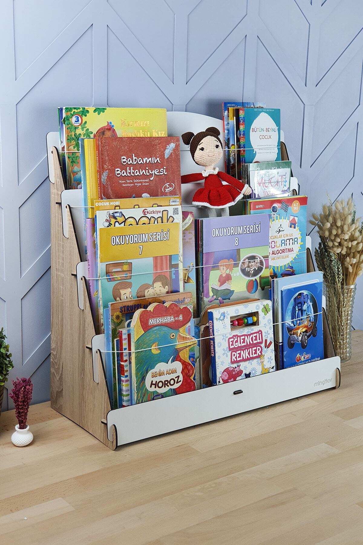 Bibliothèque en bois pour chambre d'enfant Lucky Montessori à 4 étagères