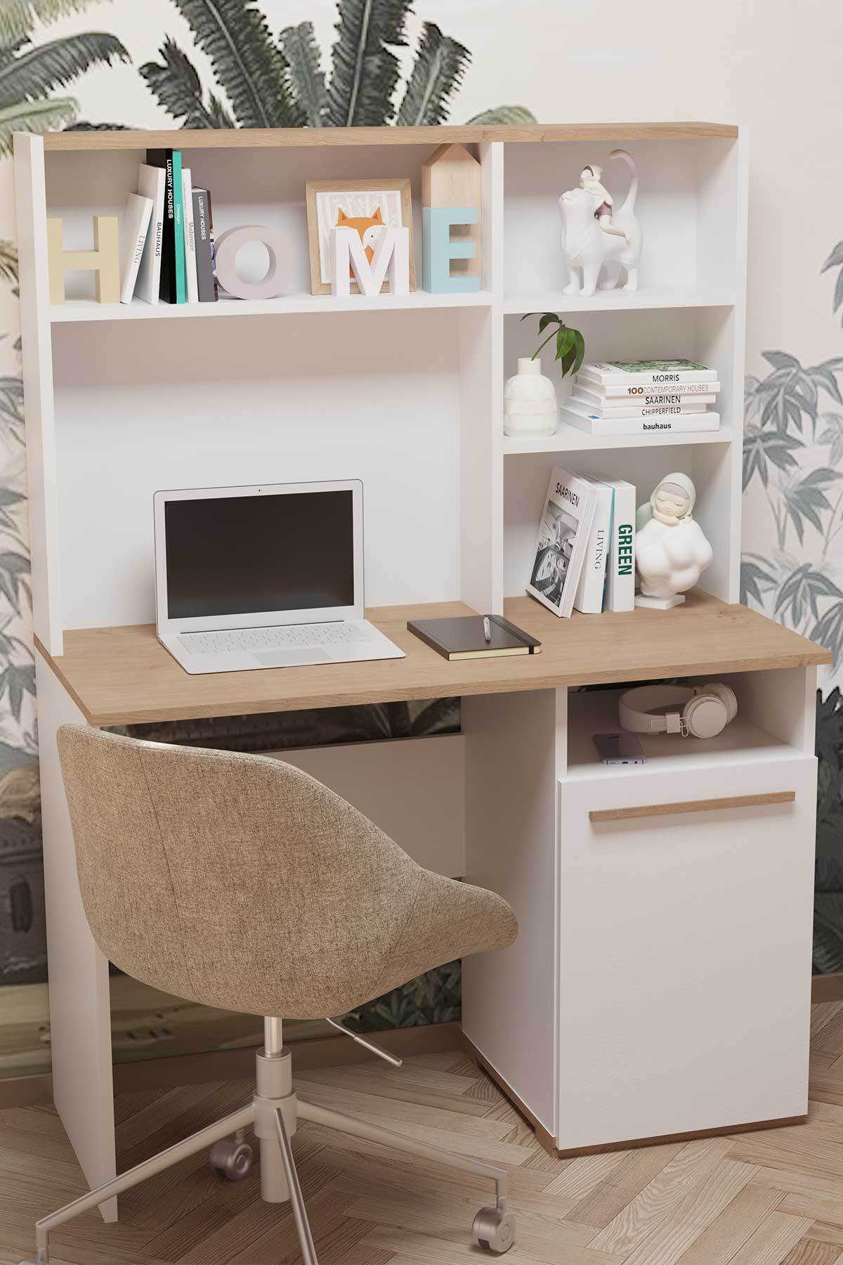 Bureau pour jeune Eva - chêne jaune & blanc