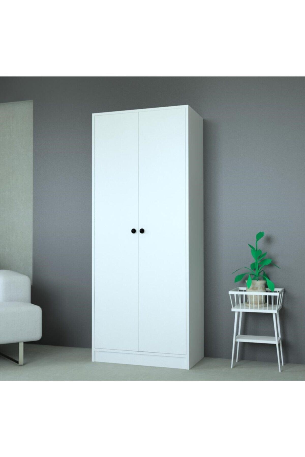 Vegas Armoire à vêtements avec tringle et étagère N°4 Blanc