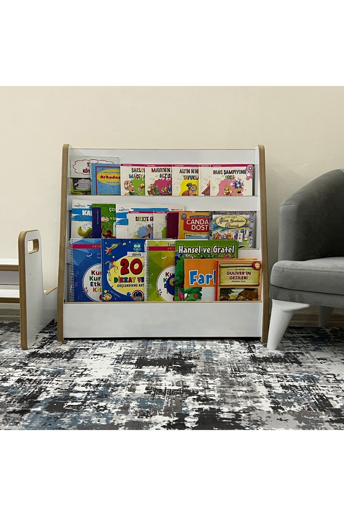 Bibliothèque à 3 étagères Melis - Chambre de bébé et d'enfant Bibliothèque Montessori à 3 étagères Melis