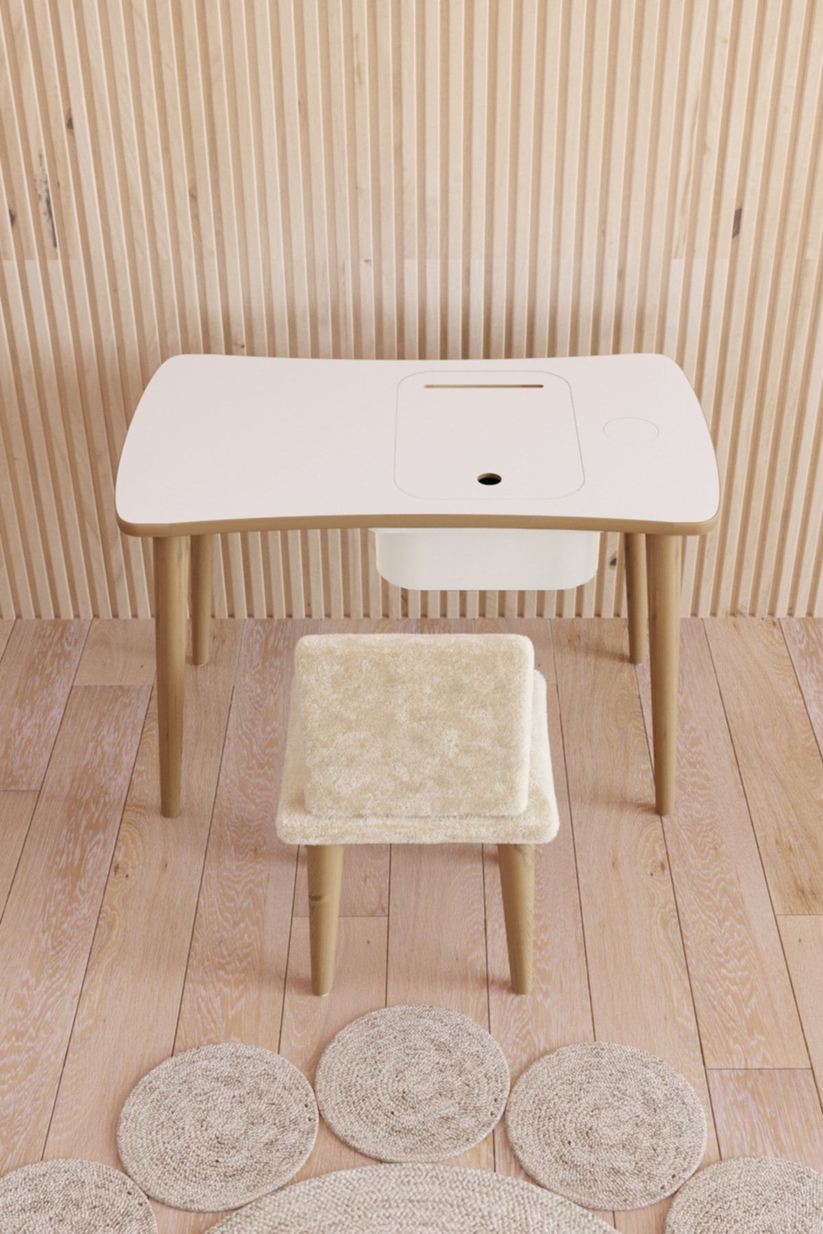 Table Montessori pour enfants, table de jeu, table d'activités, table de travail - 1 pièce avec chaise Welsoft blanche