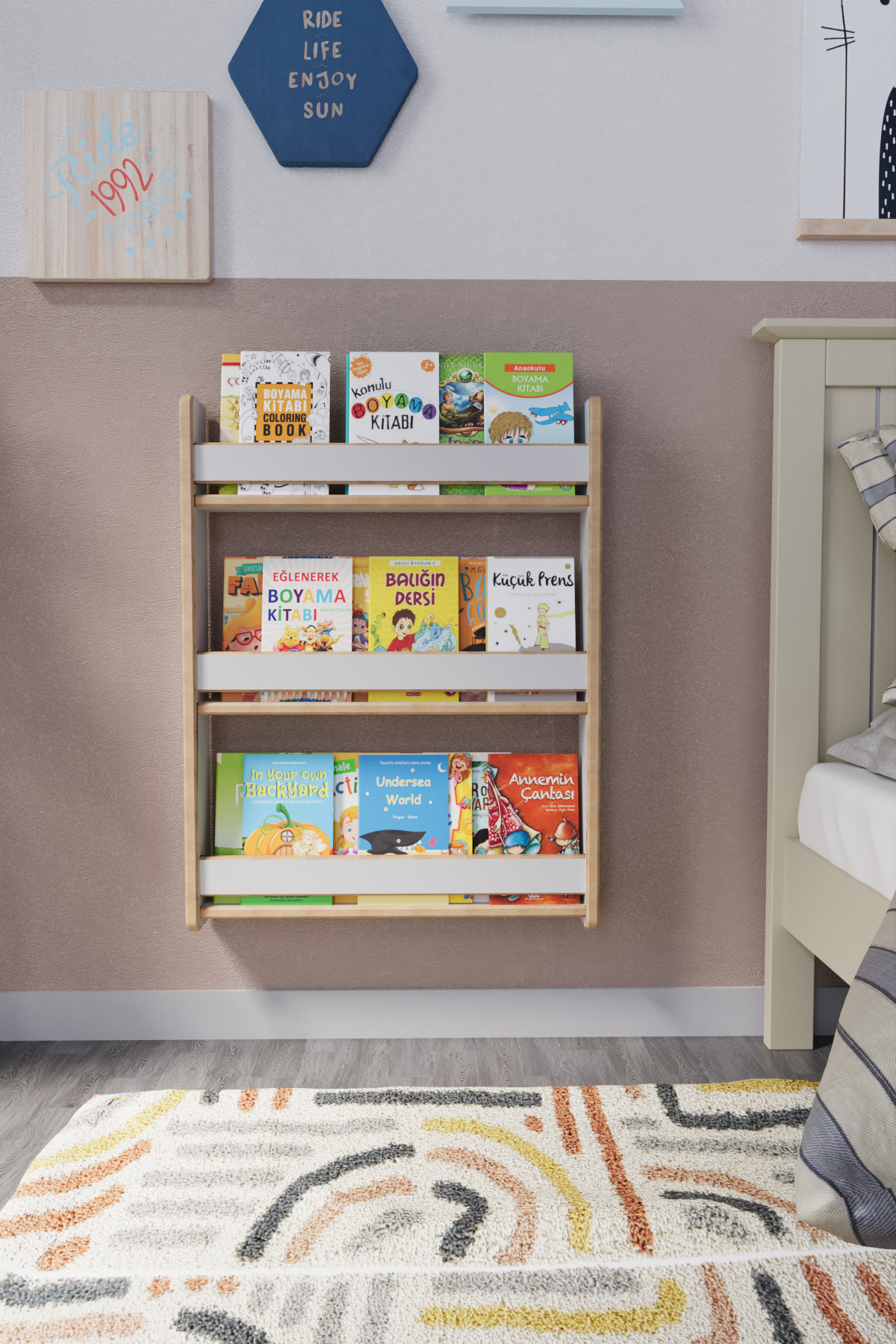 Bibliothèque pour enfants Montessori à 3 étagères en MDF * cm Blanc