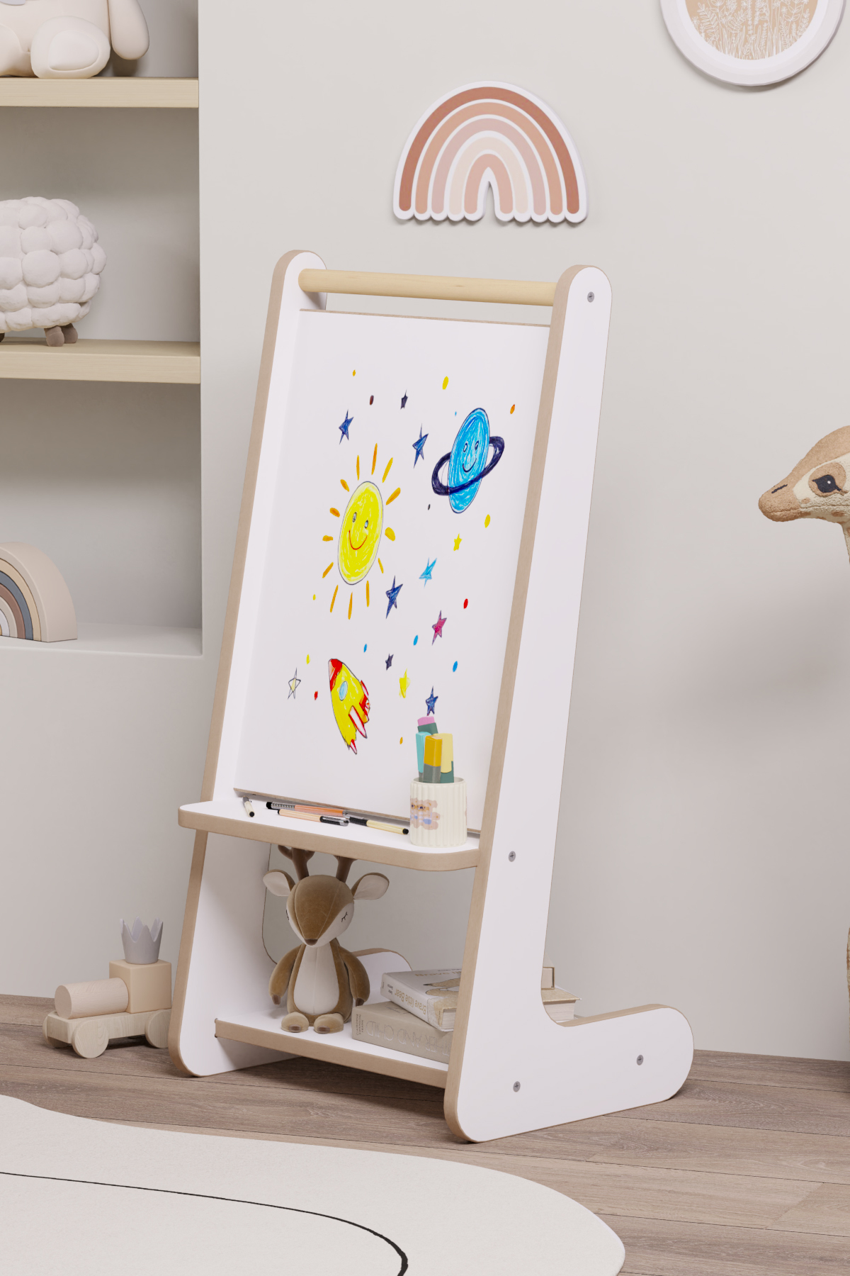 Tableau d'écriture avec bibliothèque Montessori