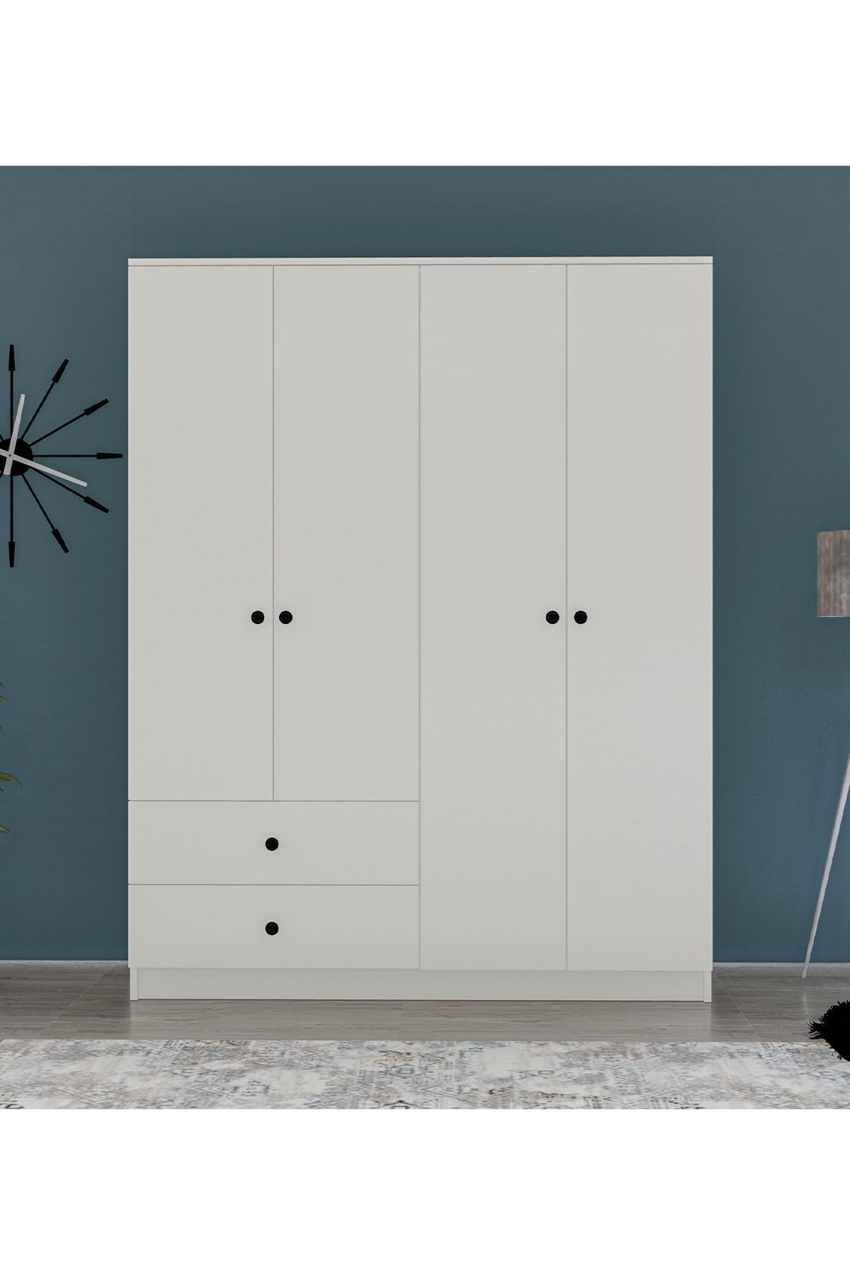 Gm  Novado Armoire 4 Portes 2 Tiroirs avec Poignées Bouton