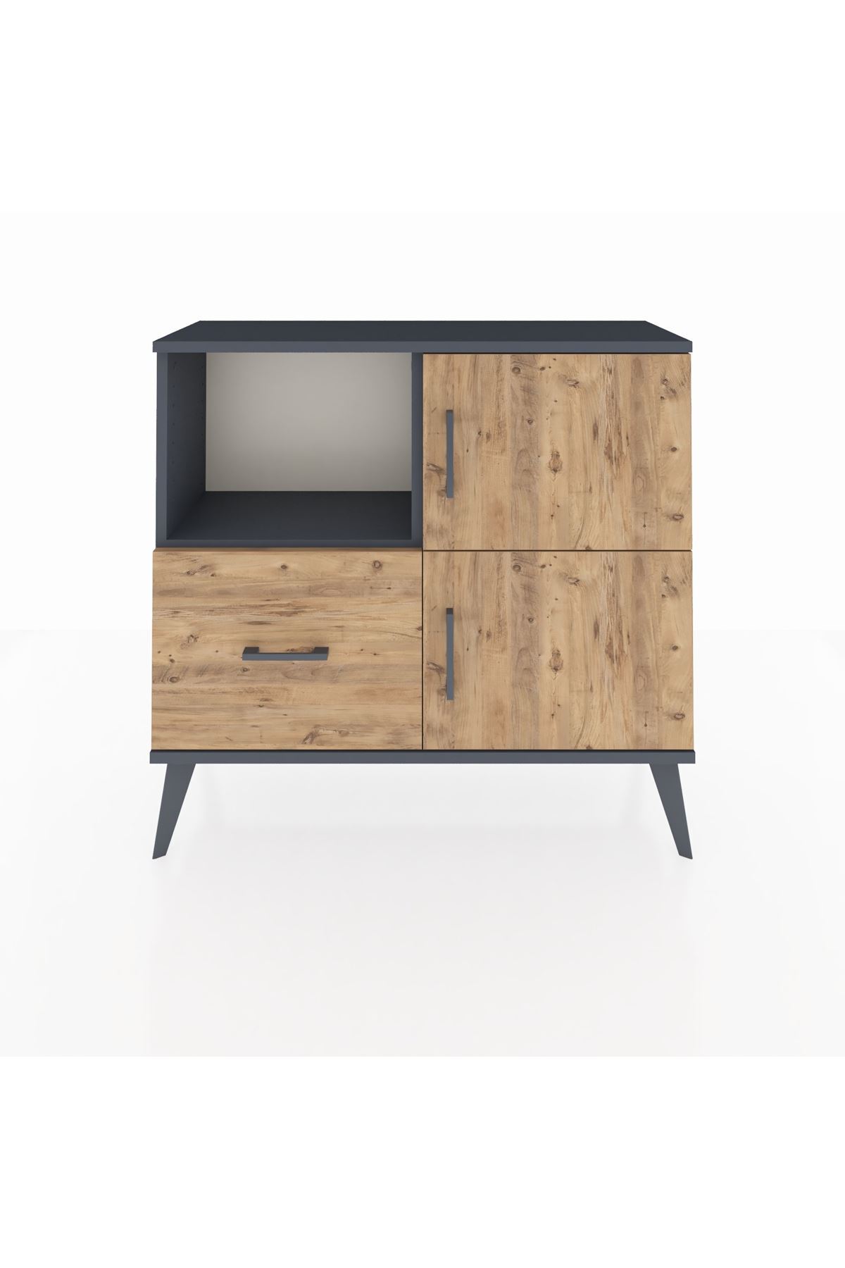 Commode Arges 2 étagères, 1 tiroir, 2 portes, Anthracite-Pin