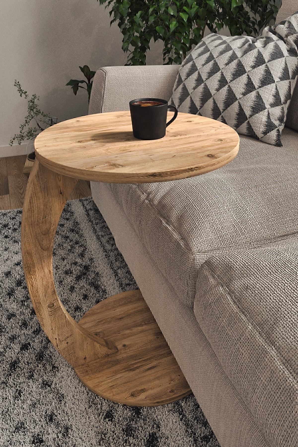 Table d'appoint en C à roulettes Table d'appoint pour canapé Table d'appoint latérale Table gigogne Table de service - Pin Atlantique