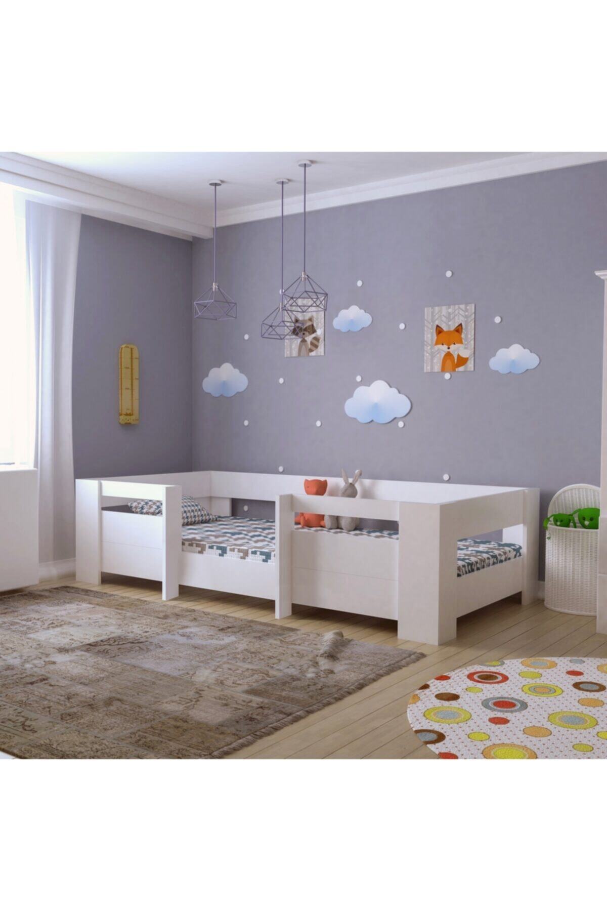 Lit Vega Montessori MDF BLANC BRILLANT Compatible avec matelas avec sommier et tête de lit