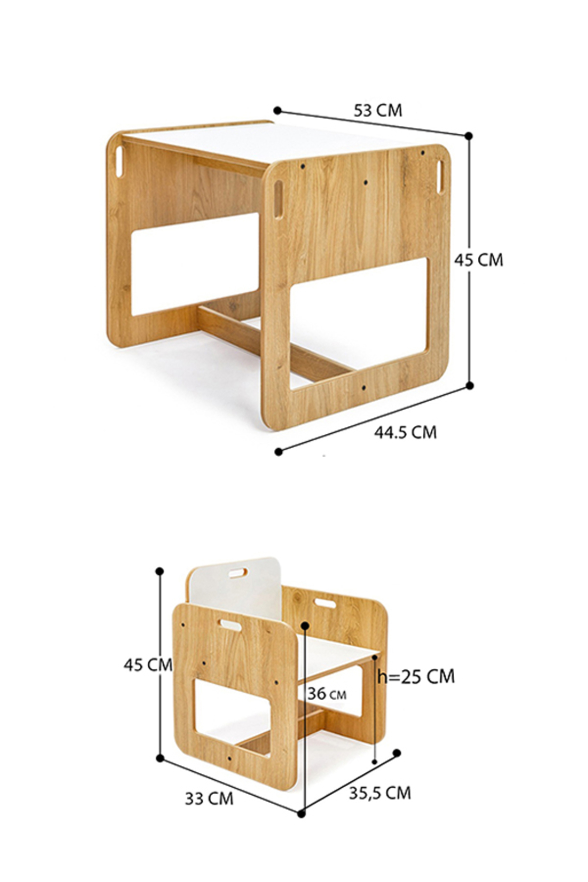 Table et chaise Montessori en bois pour activités et jeux pour enfants de 2 à 4 ans (1 table + 1 chaise)