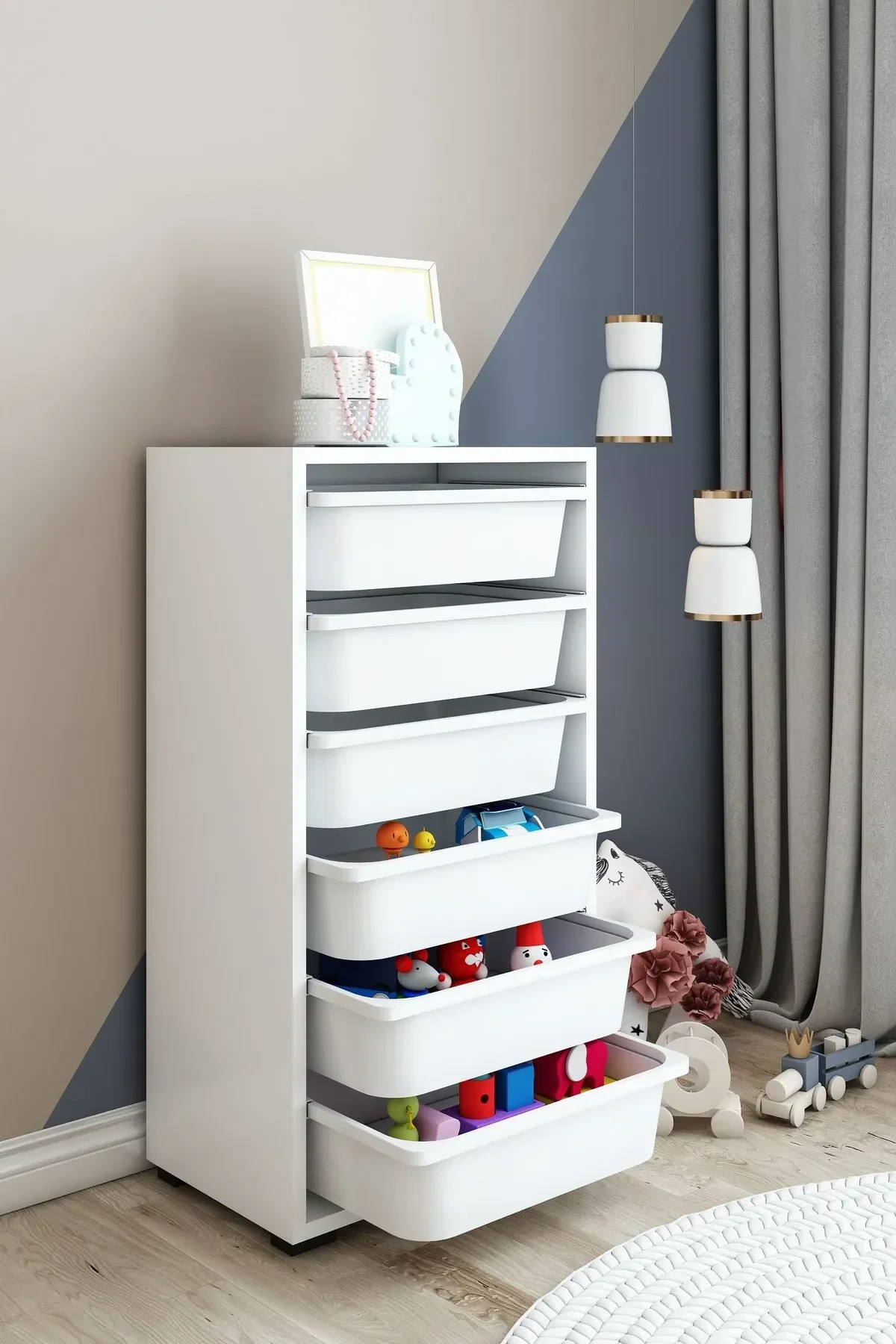 6-Basket Multipurpose Cabinet, Kitchen Cabinet, Children's Toy Cabinet, Toy Organizer