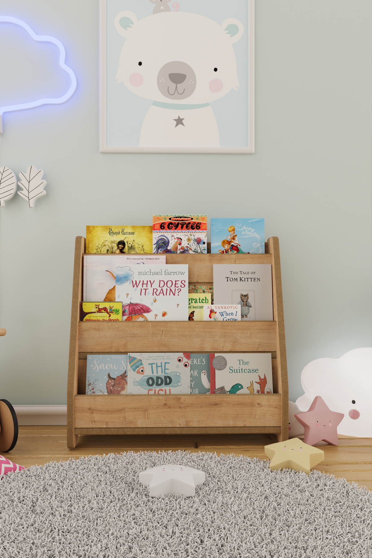 Montessori Mdf Çocuk Kitaplığı - Safir Meşe