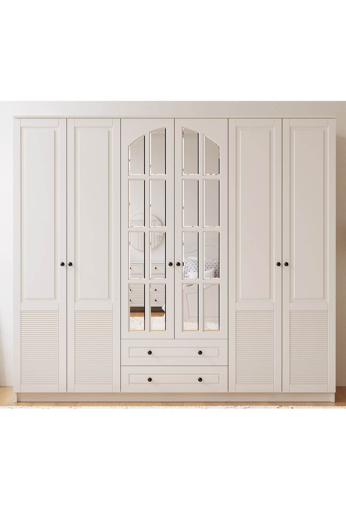 Armoire Izel Country à 6 portes et 2 tiroirs