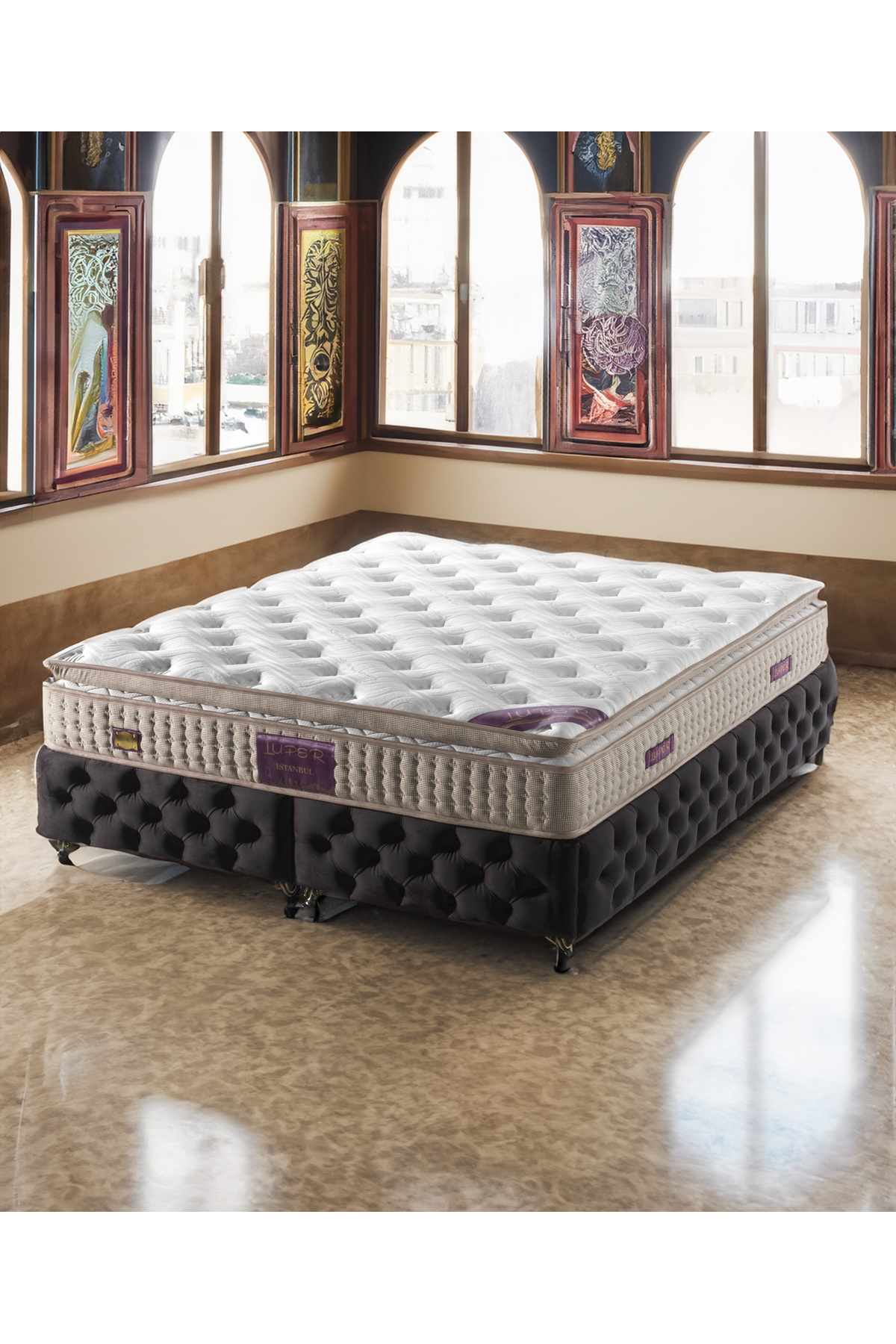 Matelas à ressorts Ultra Orthopédique avec soutien lombaire et dorsal, pack roulé avec coussin, Istanbul Luxuria