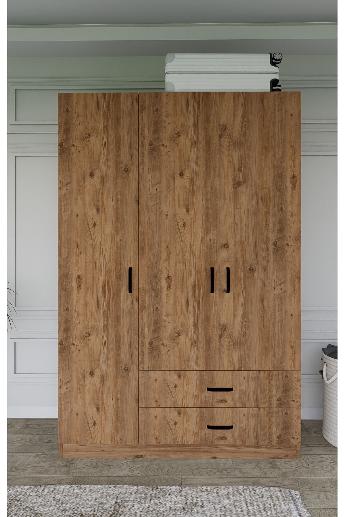 Armoire Yaman Çam à 3 portes et 2 tiroirs - Garde-robe