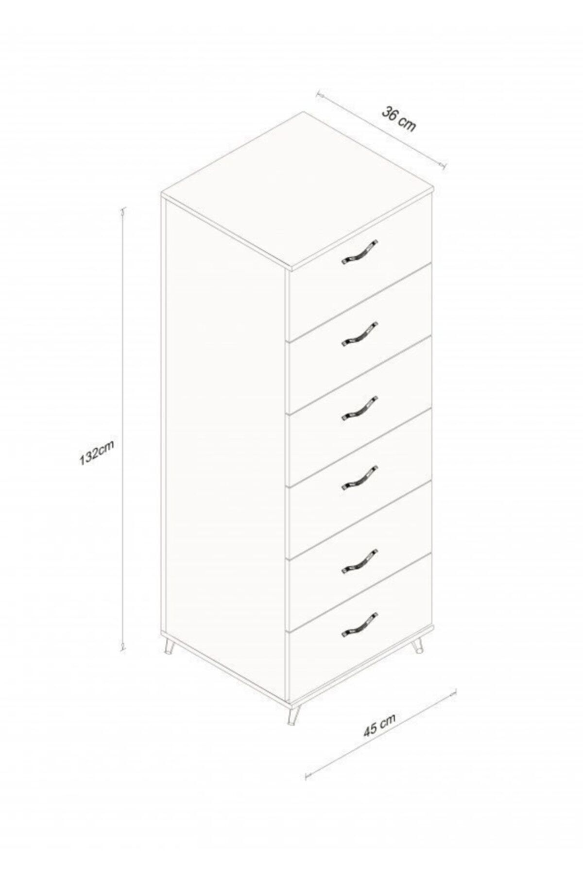 Commode de chevet Belinda à 6 tiroirs blanche