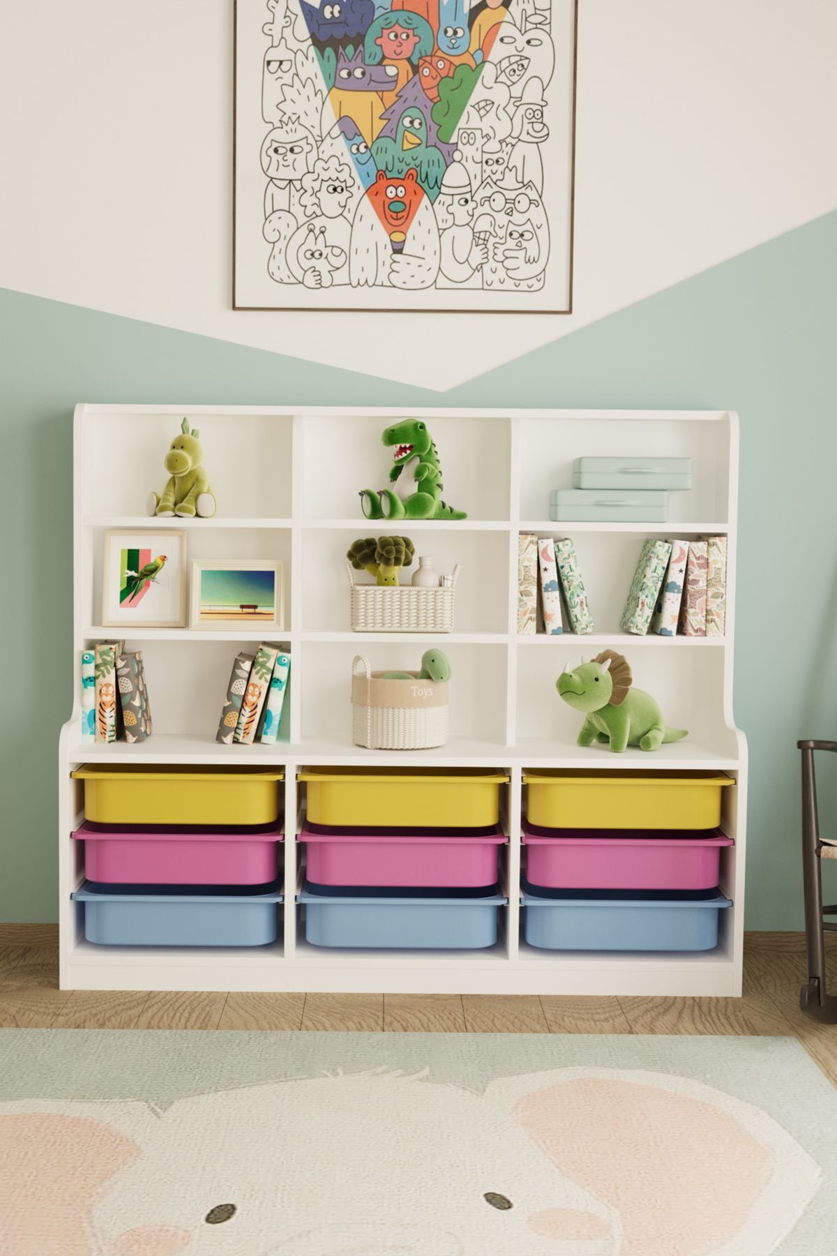 Sinous 9-Basket Multi-Purpose Toy Cabinet Colorful