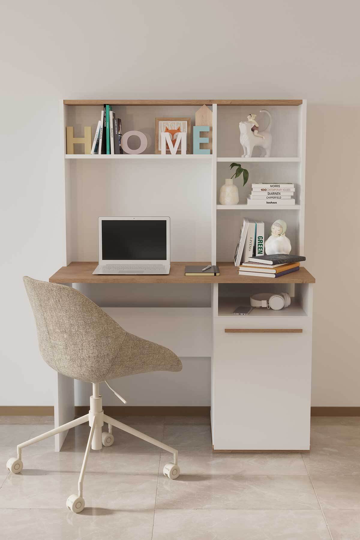 Bureau pour jeune Eva - chêne jaune & blanc