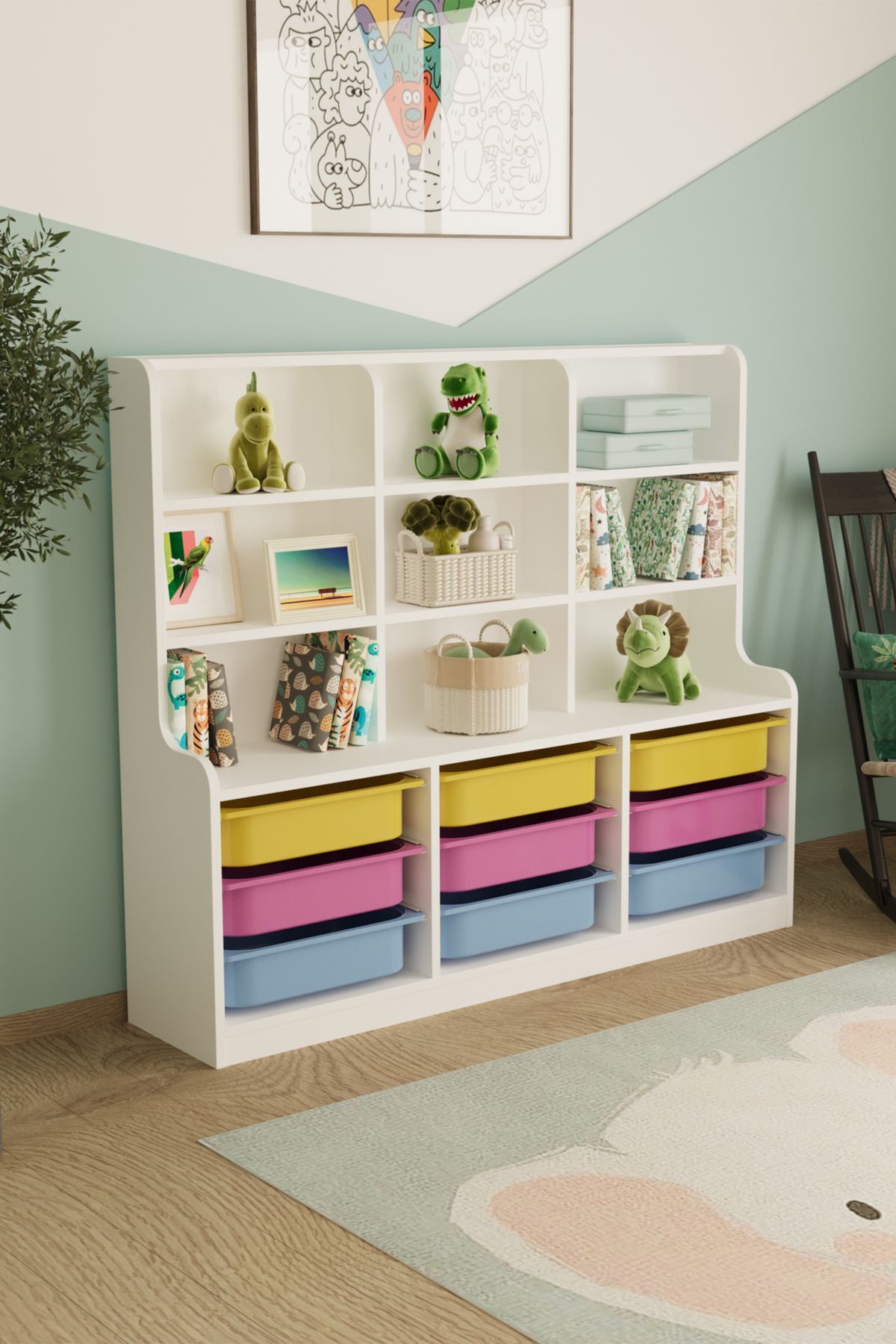 Sinous 9-Basket Multi-Purpose Toy Cabinet Colorful