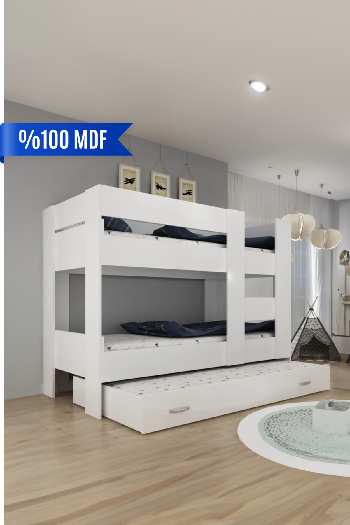 Ninnimo Jong Wit MDF Bed Compatibel Stapelbed -1