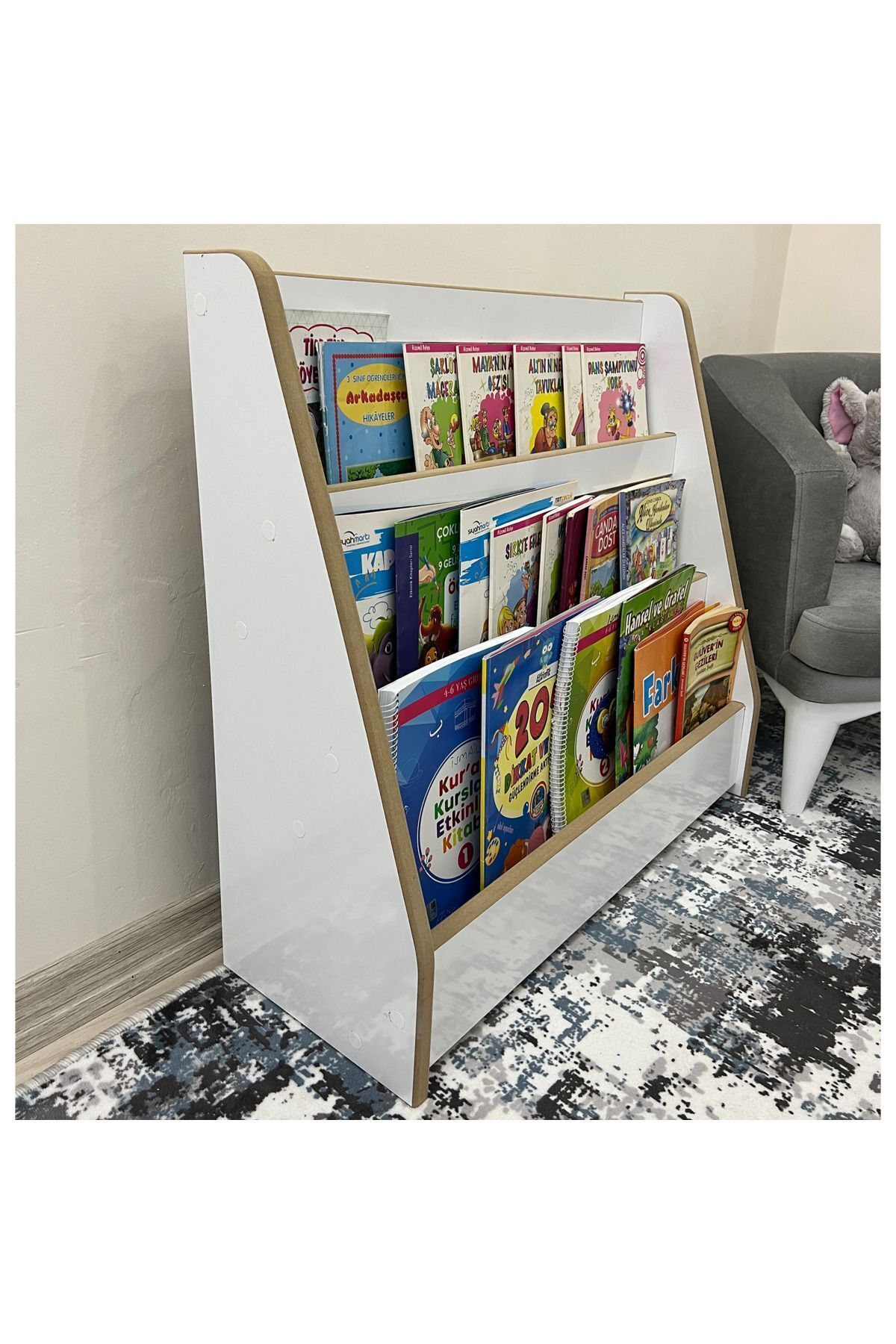 Bibliothèque à 3 étagères Melis - Chambre de bébé et d'enfant Bibliothèque Montessori à 3 étagères Melis
