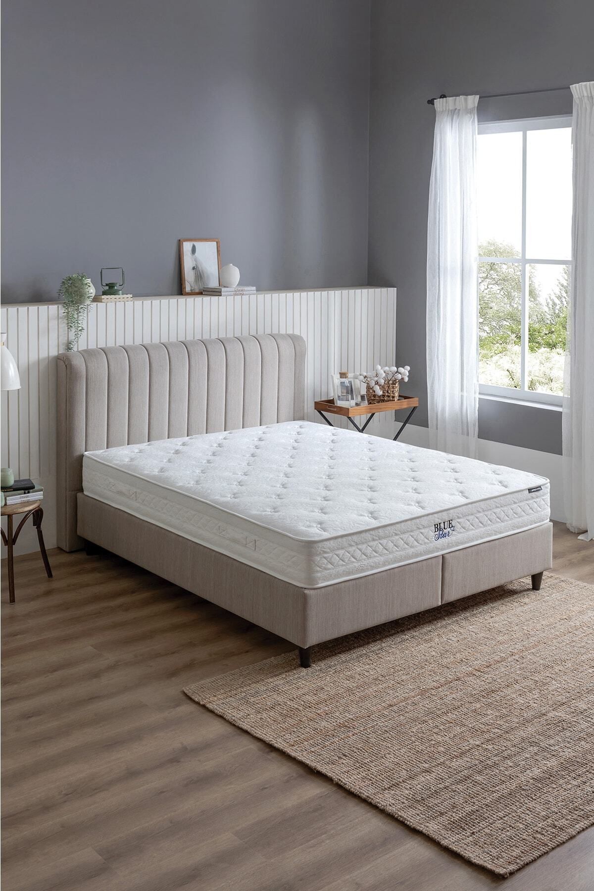 Blue Star Lit, Cadre Lento, Tête de lit Somni Ensemble 3 pièces - Beige